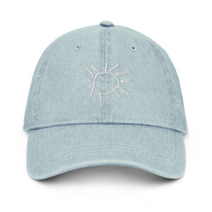 Happy Sun Embroidered Denim Hat